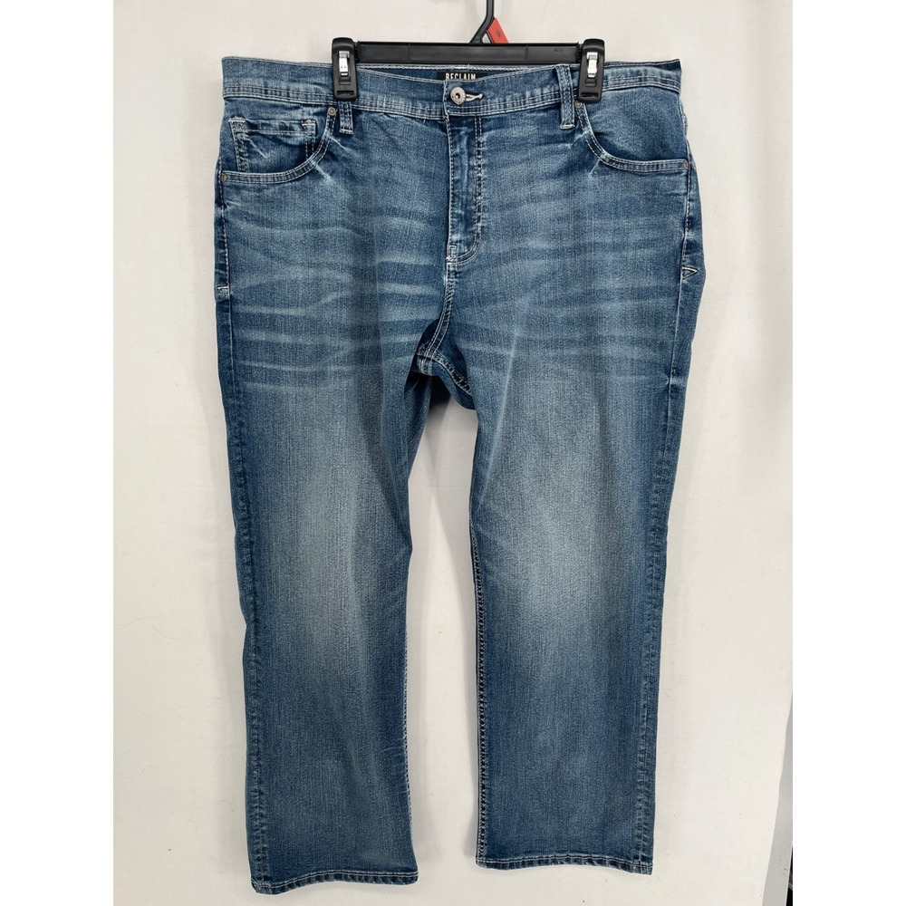 Reclaim Relaxed Fit Blue Denim Jeans Mens 40x30 Medium Wash Stretch Cotton Blend